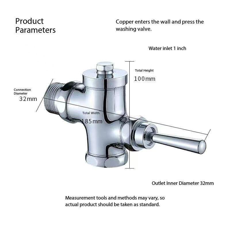 Model Wall Mounted Chrome Finish Brass Material Hand Control Eco-Friendly Water Saving Toilet Flush Valve for Hotel Use