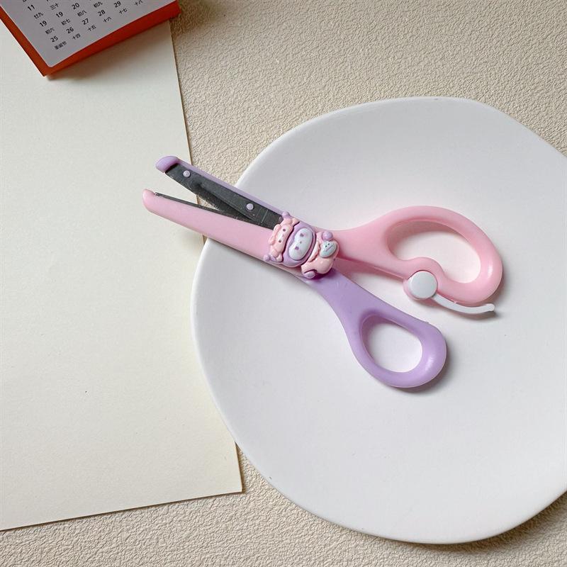 Cartoon Mini Scissors Student Office Hand Account Paper Scissors Safety Plastic Hemming DIY Hand Scissors