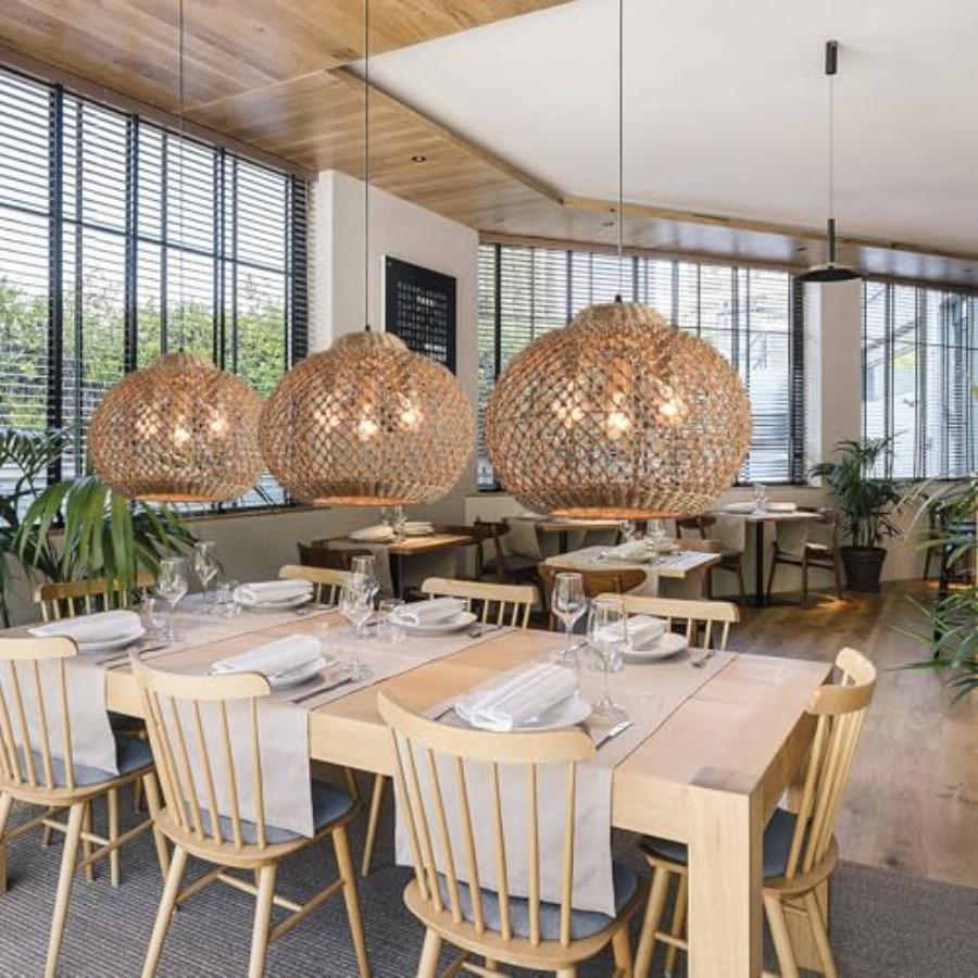 17 Rattan Pendant Light 3-Light Hand Woven Wicker Seagrass Hanging Light Boho Water Plants Rattan Chandelier for Dining Living