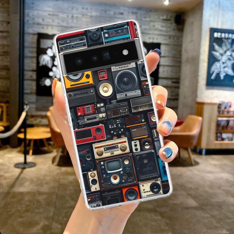 

Чехол для телефона Google Pixel 9 8 7 6 5 4 4XL 7A 6A 5A 4A 3A Pro XL Прозрачный Мягкий ТПУ Корпус Ретро Радио Графический Рисунок Pixel 6 pro