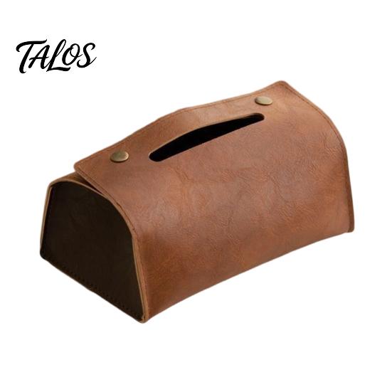Dining Room Tissue Organizer PU Leather Box, Foldable Retro Style Holder, Space Saving Box Decorative Desktop Organizer, for Office Desk Home