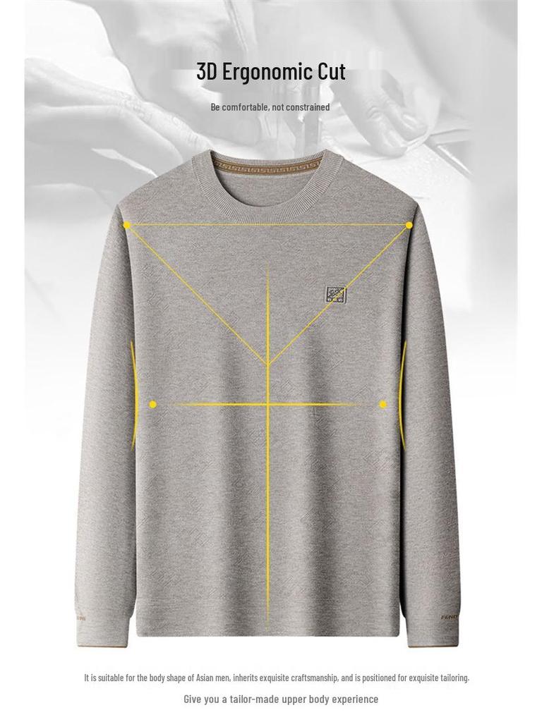 2025 Men's Fashion High-End Jacquard Knit Sweater – Skin-Friendly & Warm Autumn/Winter Base Shirt