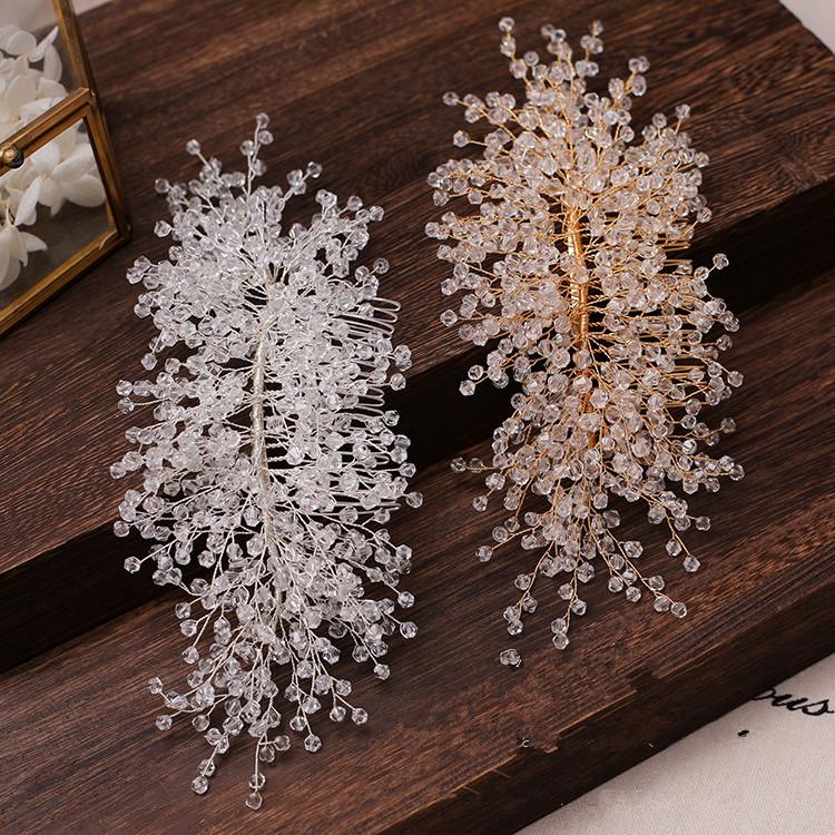 Bridal Headdress Wedding Handmade Full Crystal Hair Comb Foreign Trade Station Bride Ornament Factory Direct Sales