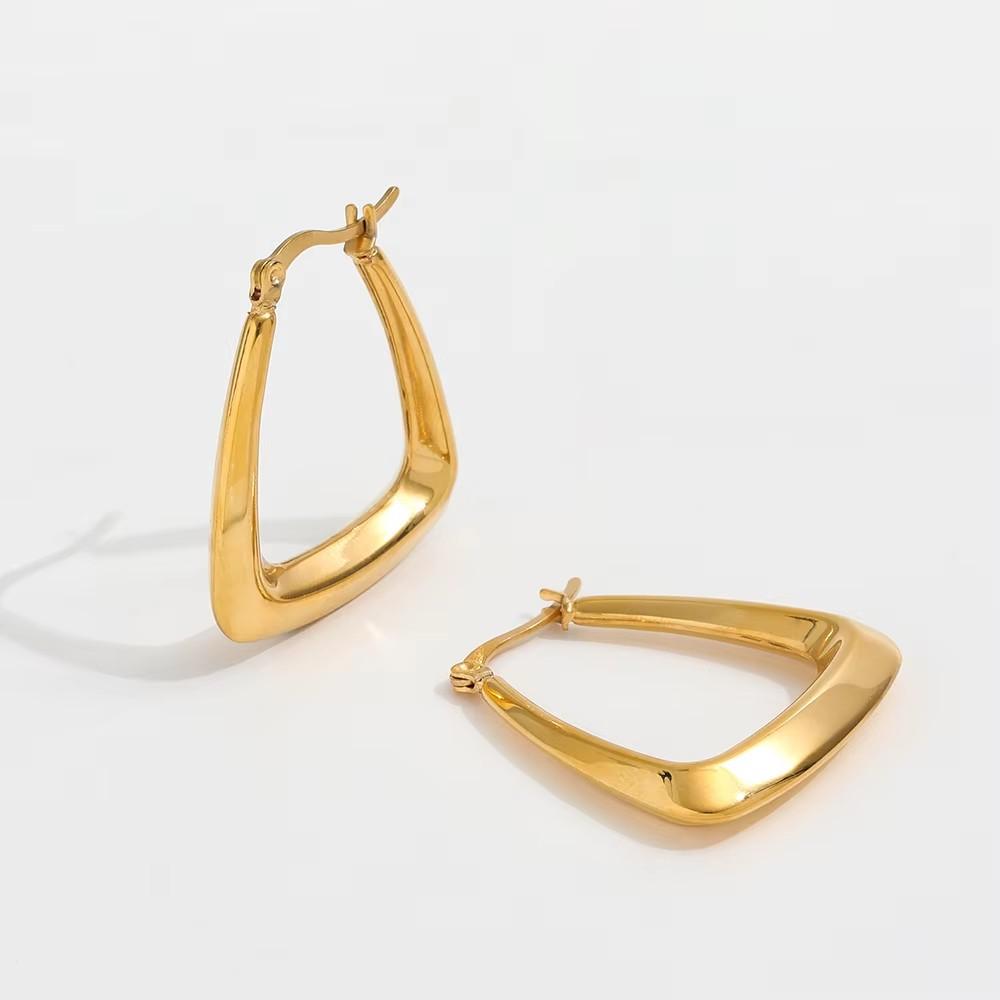Joolim PVD Plated Stainless Steel Chunkyfor Women High End Hollow Stainless Steel Hoop Earrings Costume Jewelry золотой