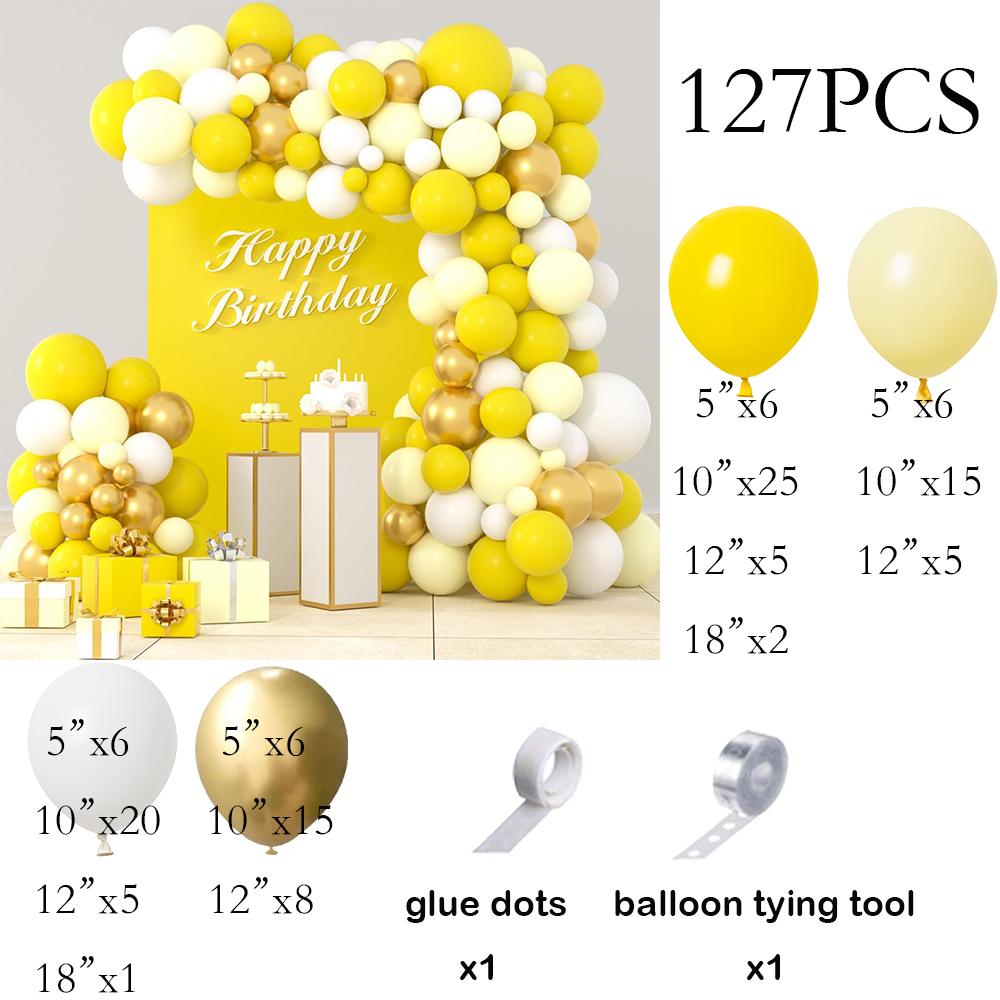 

Pastel Yellow Balloons Garland Yellow White Gold Balloon Arch Kit Wedding Anniversary Kids Birthday Party Baby Shower Decoration As Picture