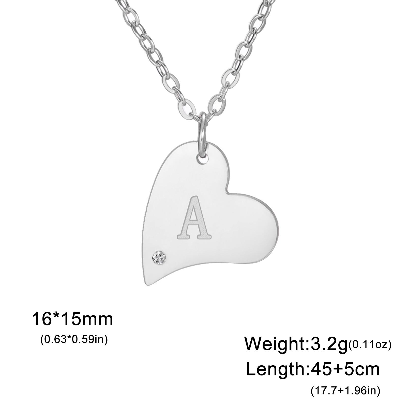 

Love Heart Pendant A-Z Letters Necklace Women Stainless Steel Zircon Name Initials Birthday Jewelry Couple Valentine s Day Gifts A
