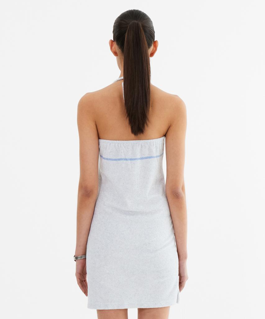 Minasu Slim Fit Halter Neck Terry Onepiece_White Melange