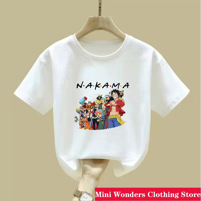 Koszulka z kreskówkowym anime One Pieces Luffy dla dzieci, chłopcy, pochłaniająca pot, oddychająca koszulka, letnie ubrania dla nastolatków