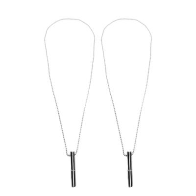 2PCS Stress Anxiety Relief Necklace Stainless Steel Mindful Breathing Exercise Device Whistle