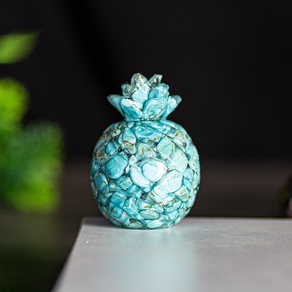 Natural Crystal Resin Pineapple Figurine With Lucky Symbol For Office Desk Decor Gift For Friends