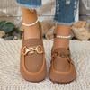 Women's Shoes Spring and Autumn New Korean Round Toe Shallow Metal Buckle Low Heel Flat Comfortable Casual Single Shoes