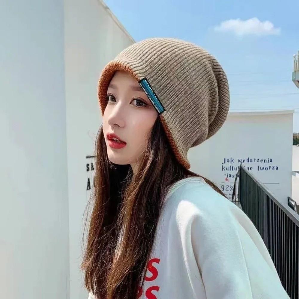 Unisex Autumn Winter Knitted Hat Soft Thickened Woolen Hat Ear Protection Double-Sided Beanies Hat Women Men