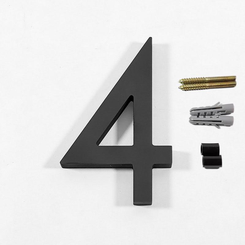 0-9 Floating House Number Doorplate Modern Door Home Outdoor Black Numbers Address Plaque Dash Slash Sign