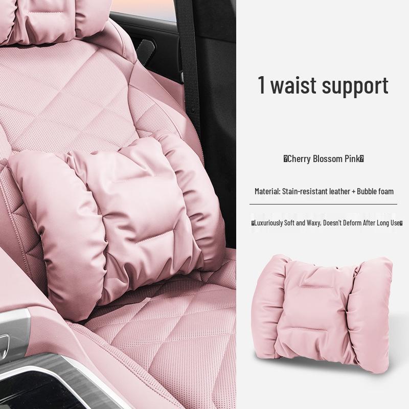 Luxury Leather Car Neck & Lumbar Support Pillow Set