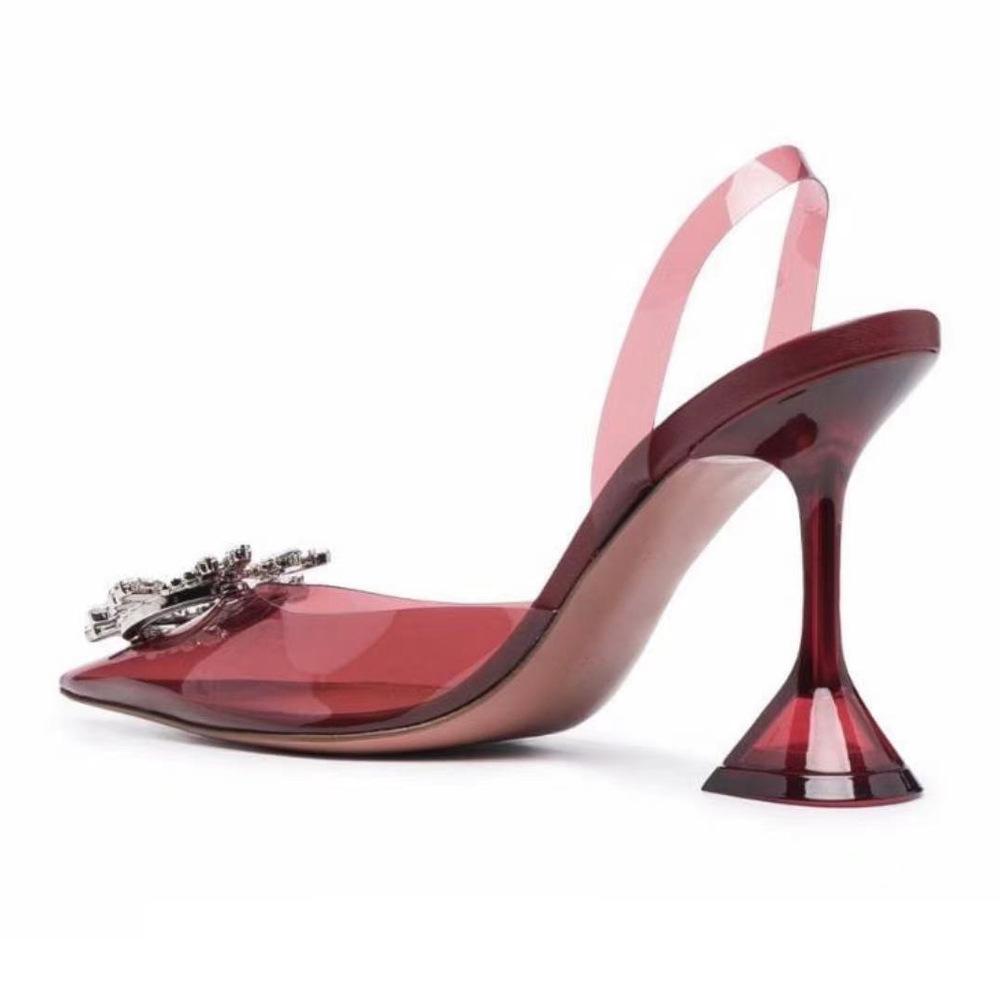 Pointed transparent sandals Annina Muabbi new rhinestone sun buckle sexy bag head high heel women