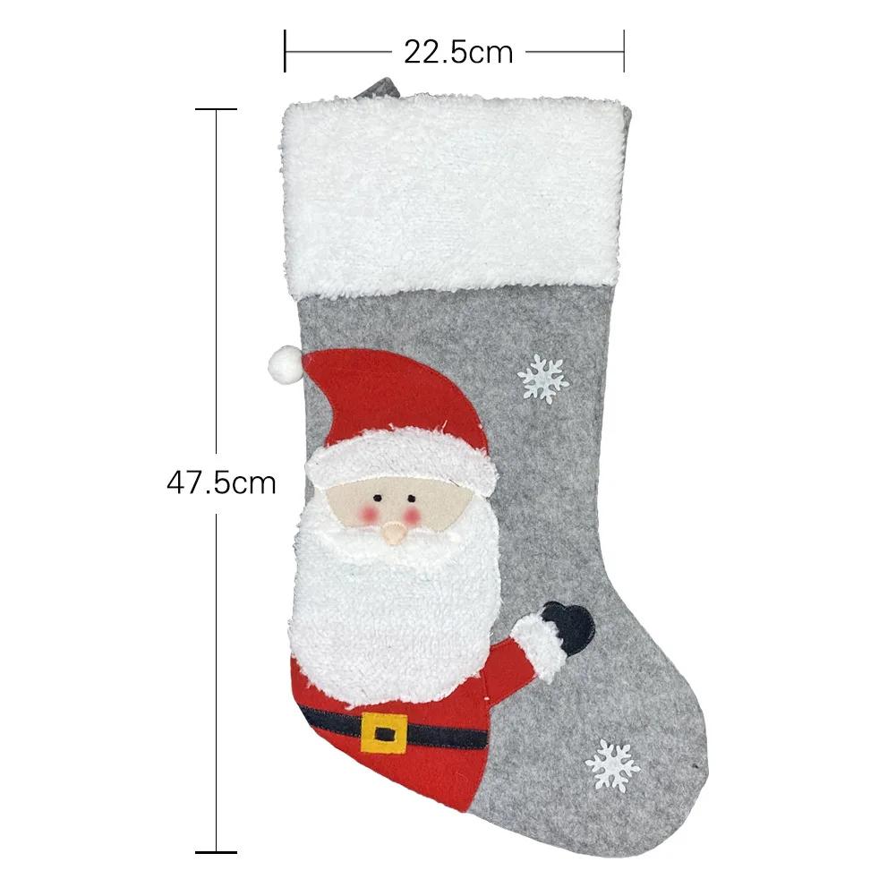 1Pcs Christmas Stockings Socks New Year Santa Claus Candy Gift Bag Christmas Tree Decor Festival Party Supplies