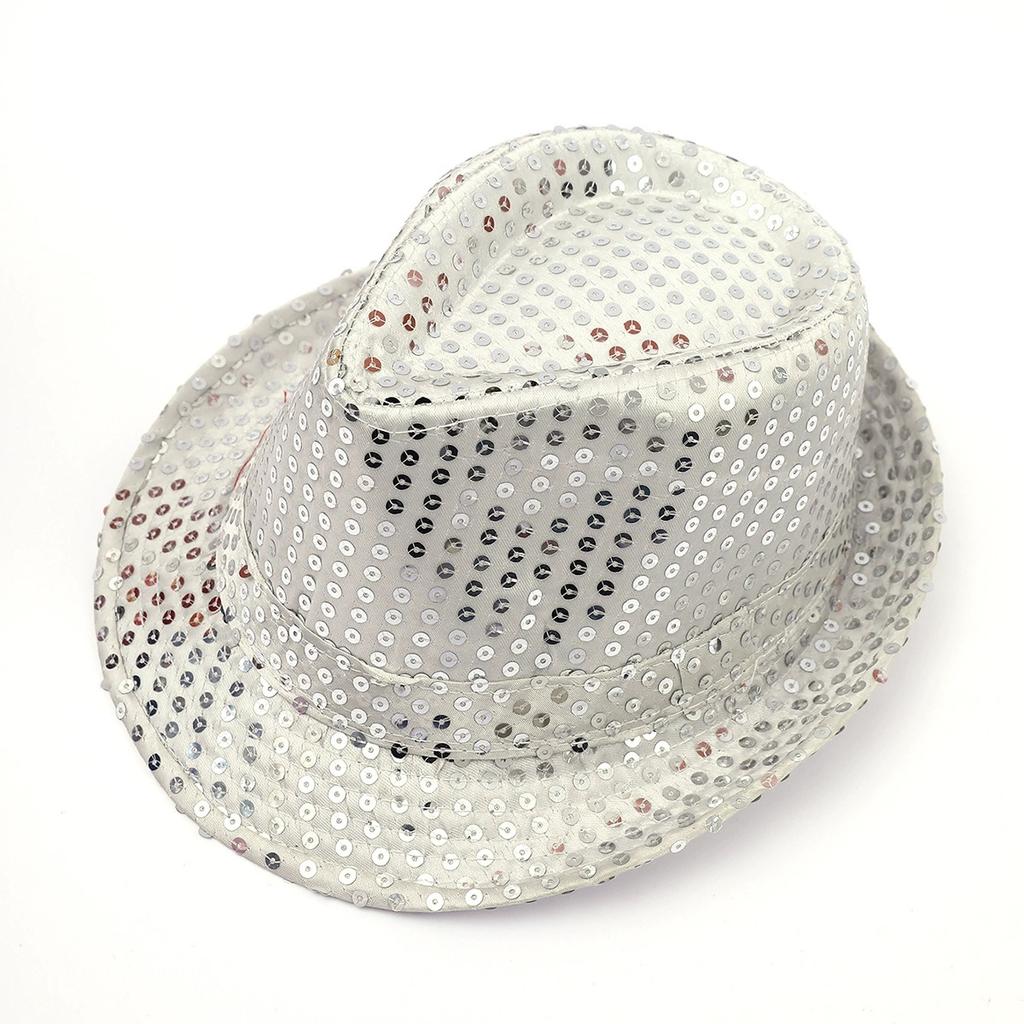 Magic Show Hat Universal For Adults And Children Fashionable Top Hat Silver Sequin Jazz Hat Stage Magic Hat