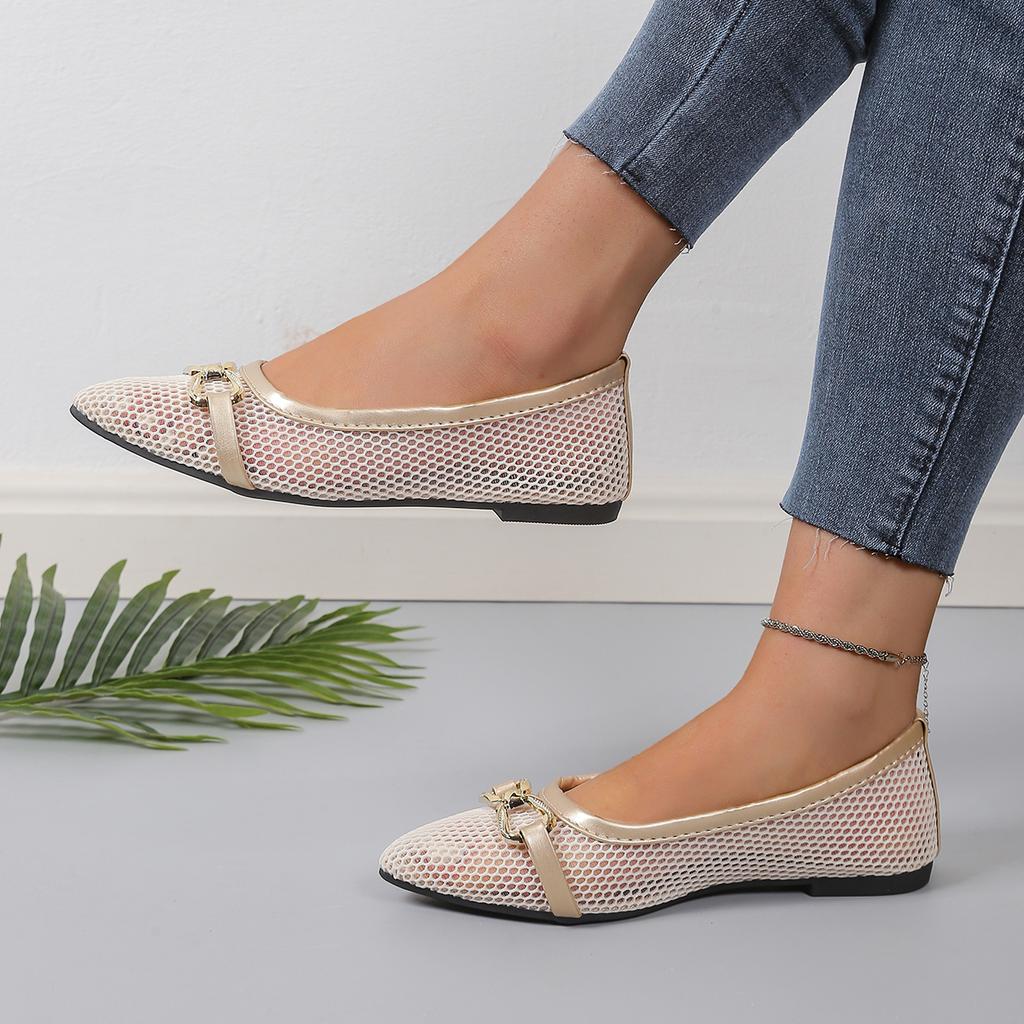 Fashion Spring Autumn New Women Flats Shallow Ballet Shoes Breathable Slip on Loafers Comfortable Pointed Toe Elegant Casual Sneakers