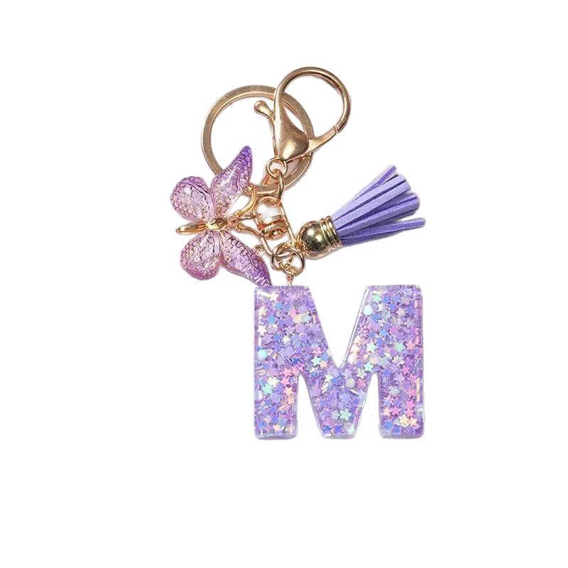 Schmetterlingsanhänger Schlüsselanhänger: Neues 26-Buchstaben-Englisches Alphabet, Perfekte Taschenanhänger oder Geschenke.