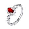 Fashion High Sense Oval Geometric Opening Ring S925 Silver Natural Stone Daily Commuting Simple Light Luxury Ring