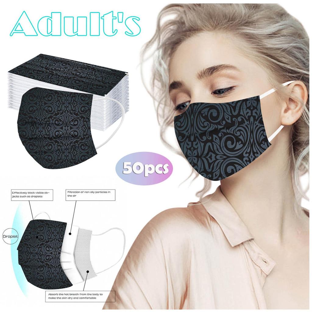 Adult Women Man Disposable Face Mask Industrial 3Ply Ear Loop 50PC Mask