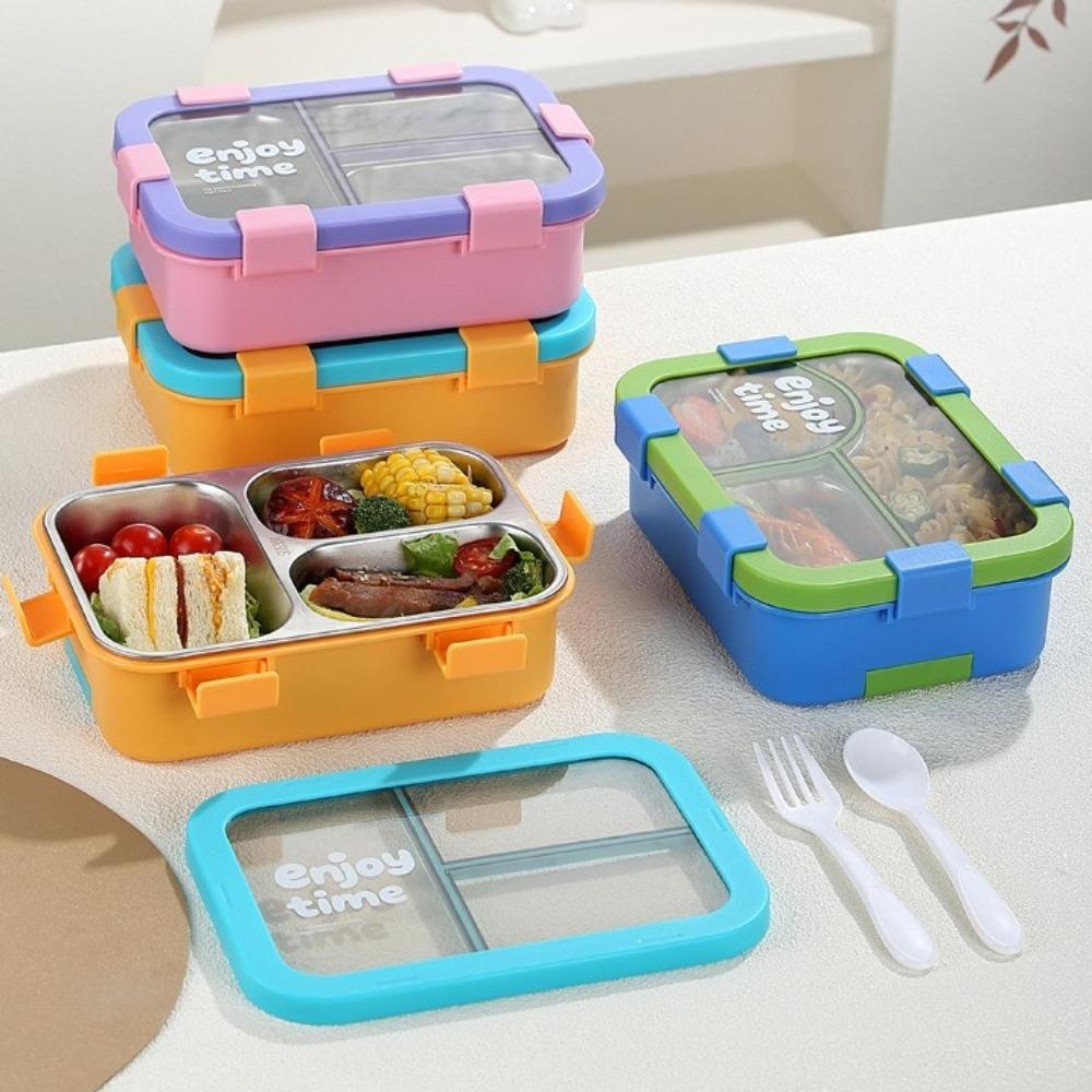 Leak-proof Divided Compartments Insulated Lunch Box Sealed Lid Food Container School Lunch