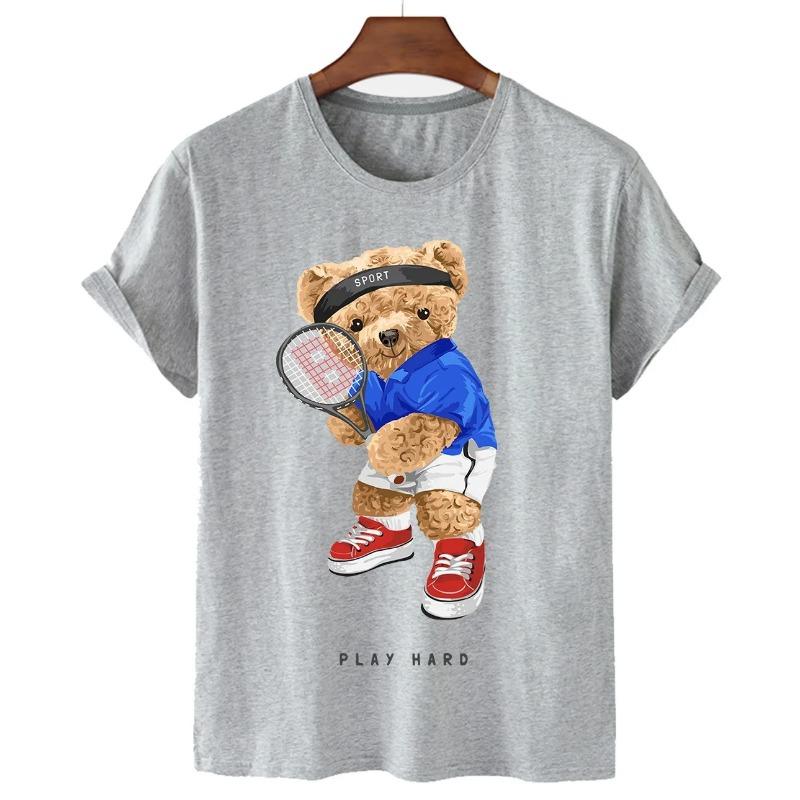 Funny Bear Print Tshirt Women Fashion Cartoon Harajuku Casual T-shirt Female Summer Short Sleeved Top Tees Unisex T Shirt