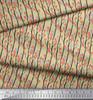 Soimoi Beige Japan Crepe Satin Fabric Branch & Red Berries Fruits Decor Fabric Printed Metre 42 Inch