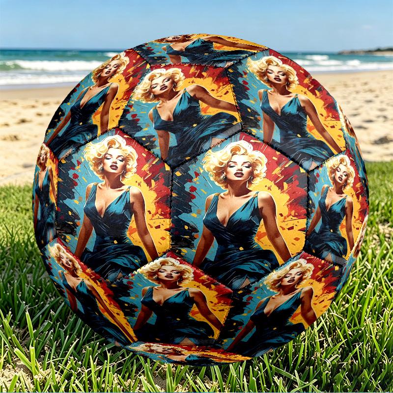 Marilyn Monroe Print Size 5 Soccer Ball, PU Wear Resistant Football for Match Training and Daily Practice, Birthday Gift for Soccer Fans