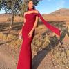 European and American women's clothing 2026 autumn and winter new fashion slim-fitting one-word shoulder European and American style long dress stream
