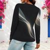 Women Plus Size V Neck Long Sleeve American Flag Printed T Shirt Black Red White
