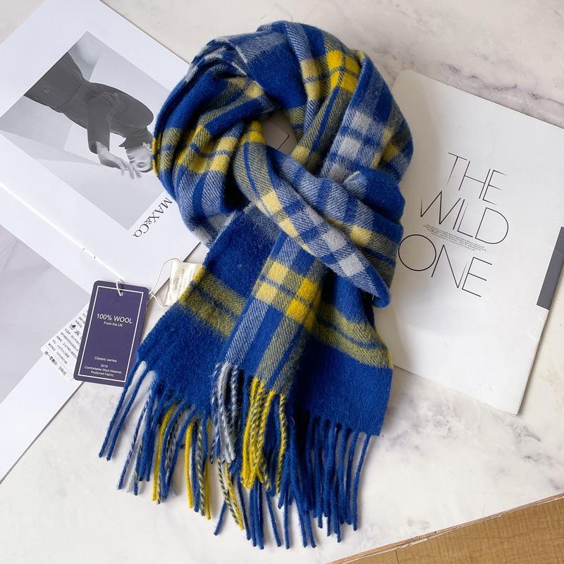 Classic 100 wool plaid red scarf men's and women's winter couple's autumn and winter warm plaid scarf