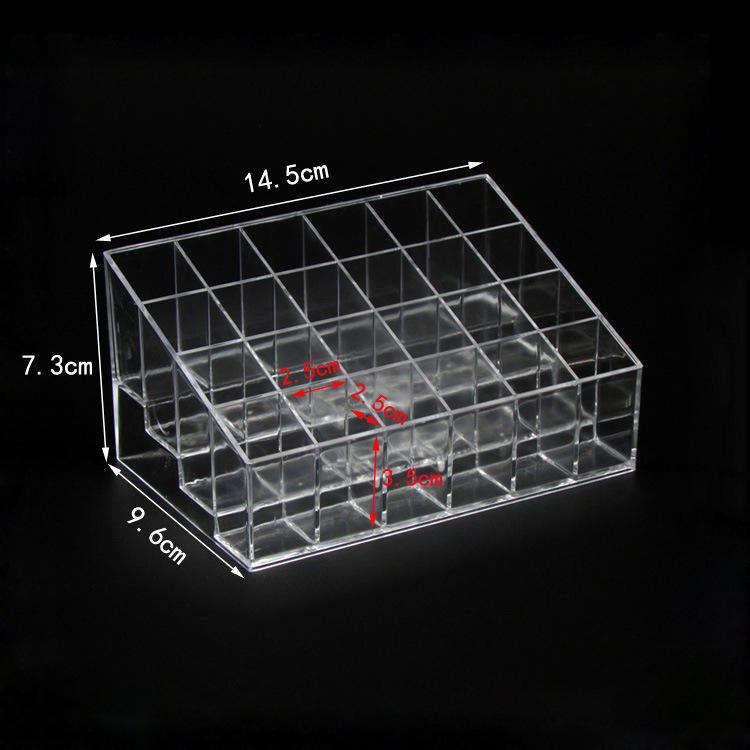 24 Grids Lipstick Nail Polish Display Rack Trapezoid Plastic Transparent Makeup Stand Rack Cosmetic Organizer Holder Box