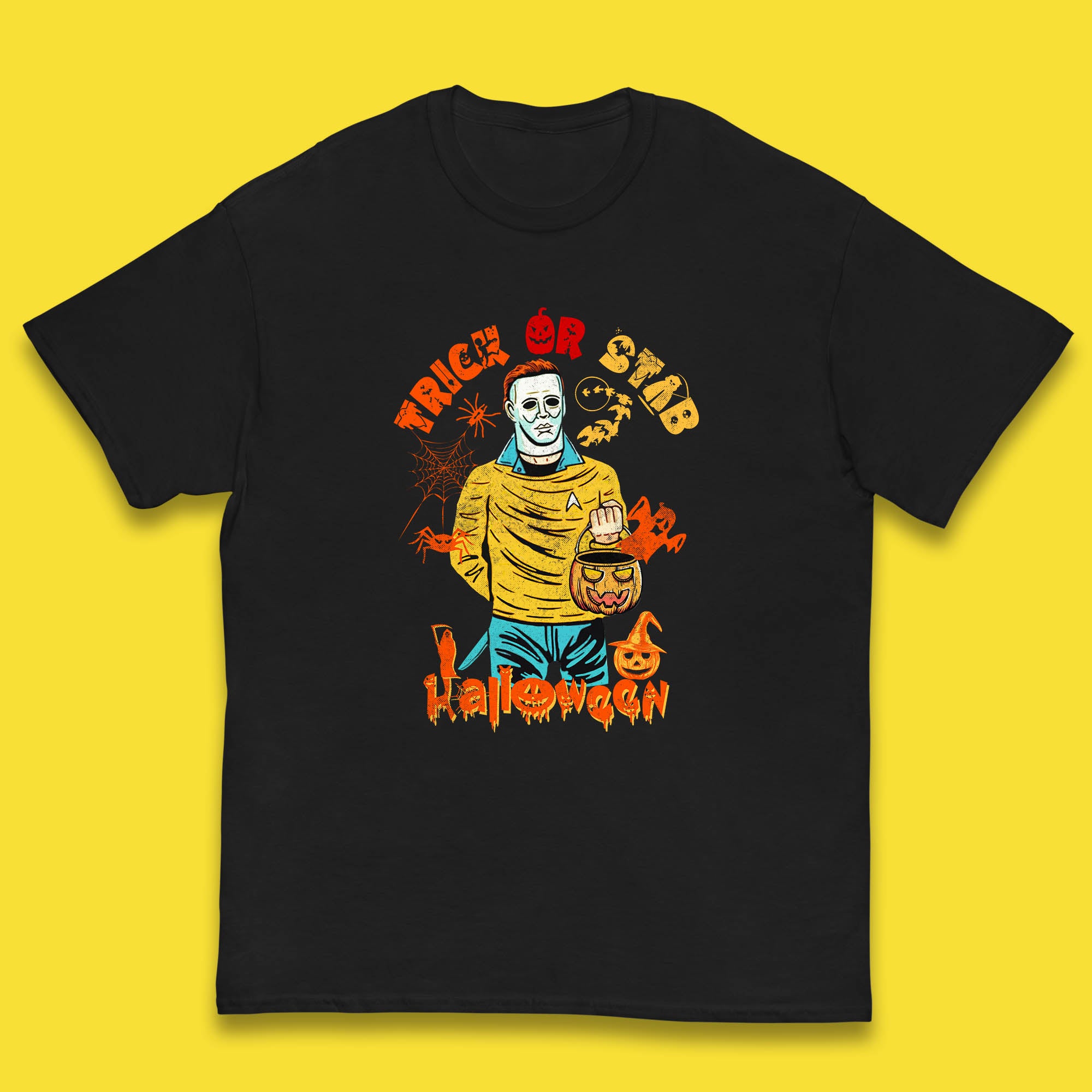 Trick Or Stab Halloween Michael Myers Stab Trek Trick Or Treat Kids T Shirt 110