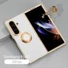 Luxury Car Magnetic Ring Bracket Phone Case For Samsung Galaxy Z Fold 7 6 5 4 Soft TPU Plating Shockproof Protective Cover Funda
