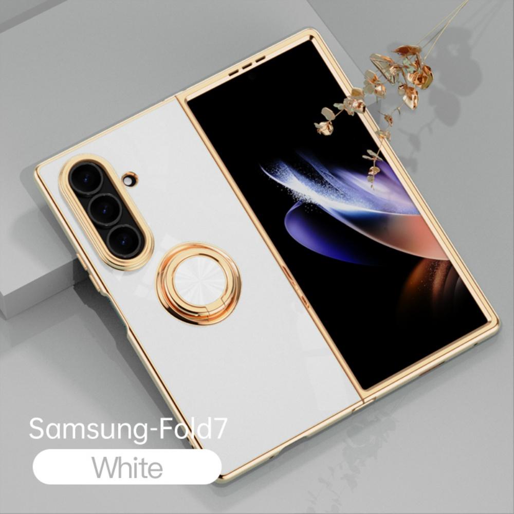 Luxury Car Magnetic Ring Bracket Phone Case For Samsung Galaxy Z Fold 7 6 5 4 Soft TPU Plating Shockproof Protective Cover Funda