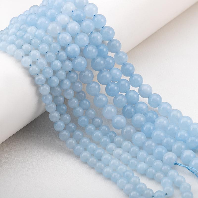 Aquamarine Round Blue Gemstone Beads High Luster Natural Stone for DIY Jewelry Making Necklace Bracelet Handcraft Gifts