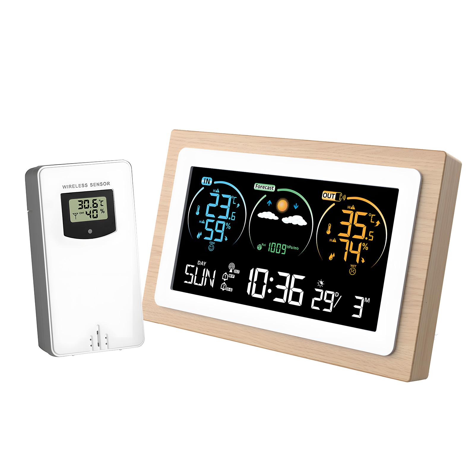 

Метеостанция Крытый открытый термометр Беспроводной ЖК-цветной дисплей USB перезаряжаемый цифровой