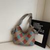 Color Block Tote Bag Women Print Plaid Shoulder Bag