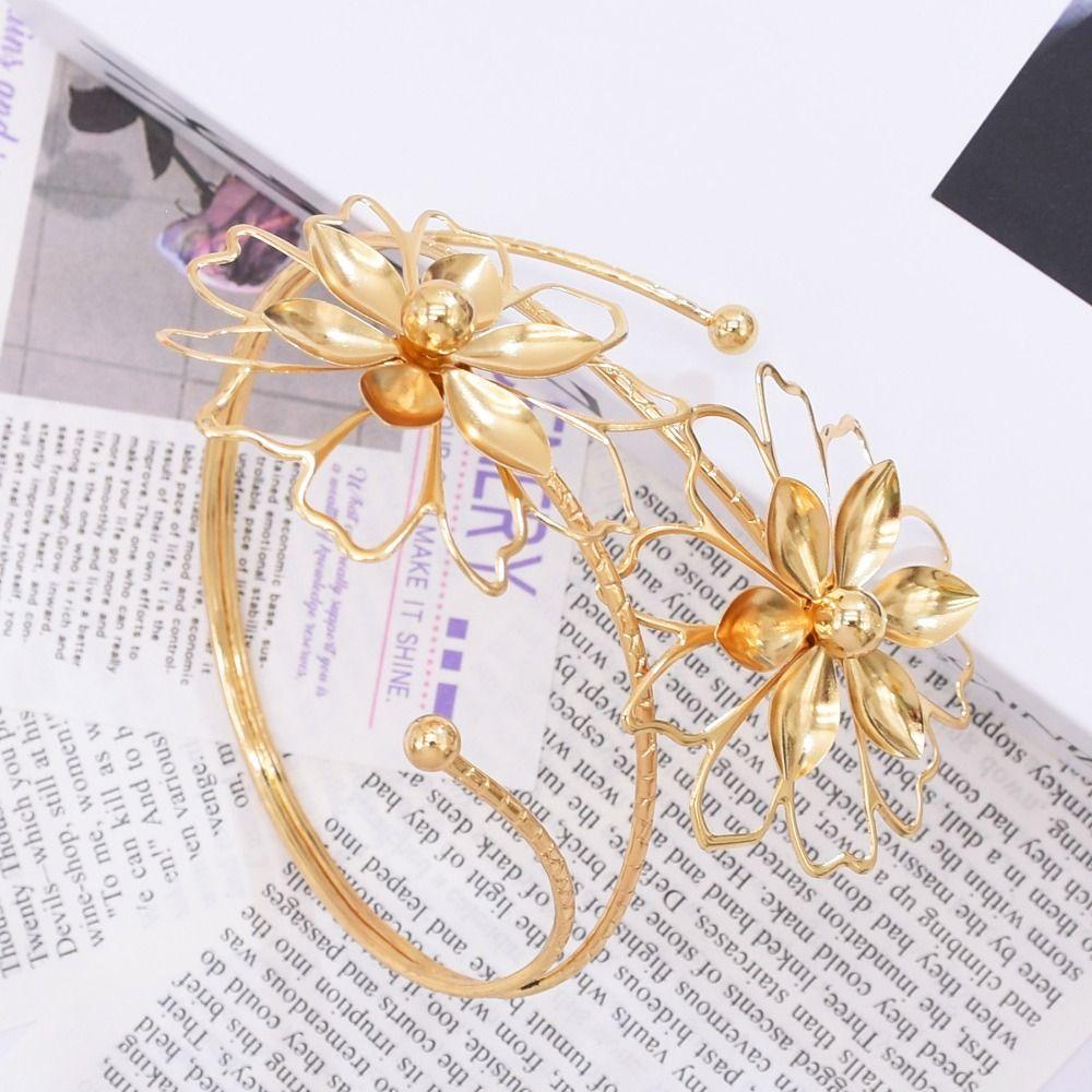 Floral Open Arm Bangle Adjustable Arm Ring Elegant Flower Bracelet  Beach