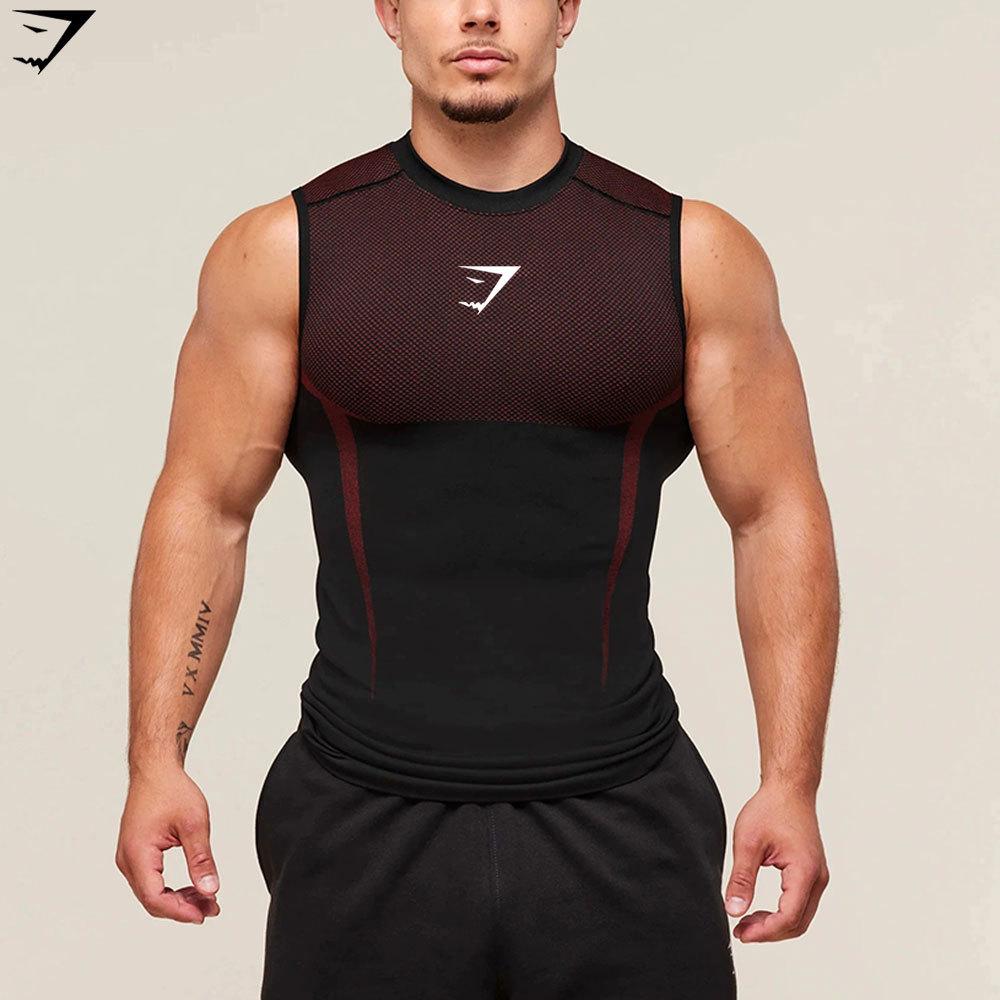 Мужская дышащая облегающая тренировочная жилетка GYMSHARK - с коротким рукавом S