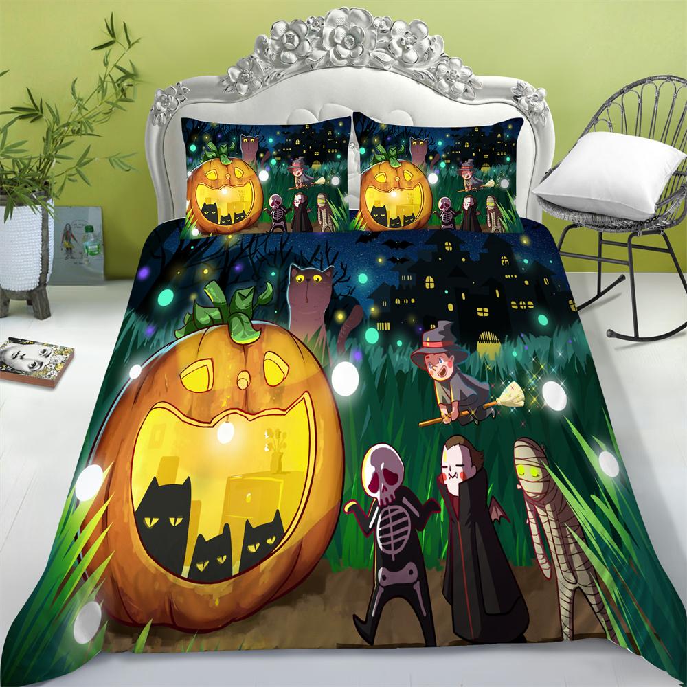 Zestaw poszewek Halloween druk 3D tekstylia domowe pościel typu king-size nastoletnie dzieci miękka kapa na kołdrę wysoce zestawy pościelowe