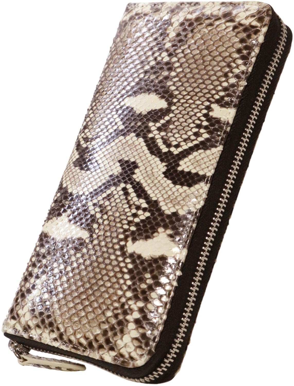 

Bercute Python Diamond Python Genuine Leather Snakeskin Long Wallet for Men and Women, Round Zipper closure, Large Capacity, Multifunctional, Slim,