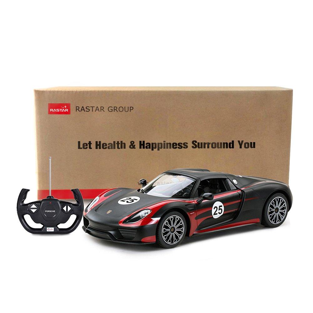 Porsche RC model RASTAR scale Porsche 918 Spyder toy car with black car, 1/14 lighting,