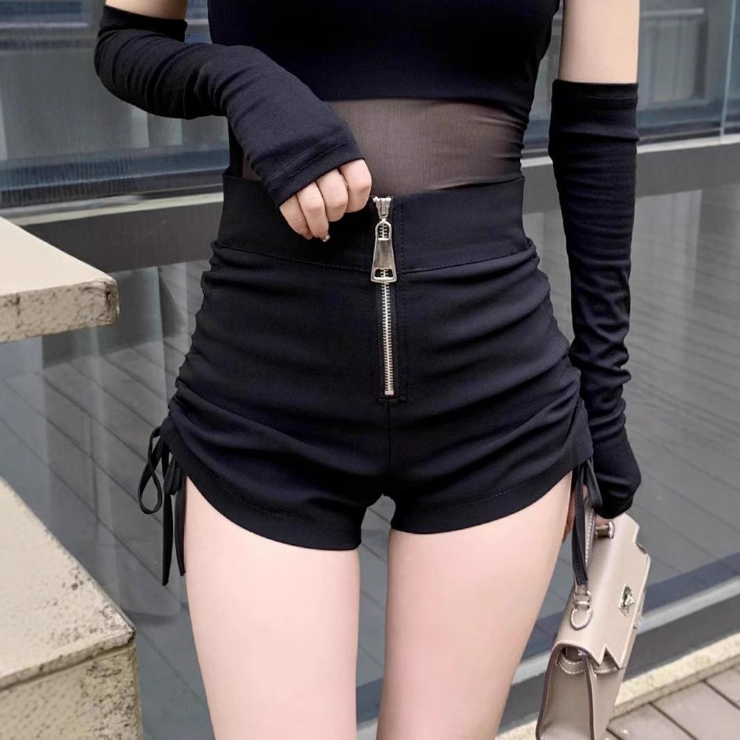 

Women s High Waist Black Drawstring Shorts - Slim Fit, Trendy Autumn/Winter Hot Pants XS [Recommended 70-80 lbs]