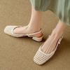 Fashion Women's Fashion Baotou Sandals Summer New Square Head Shallow Hollow Breathable One Line Buckle Sole Heel Shoes