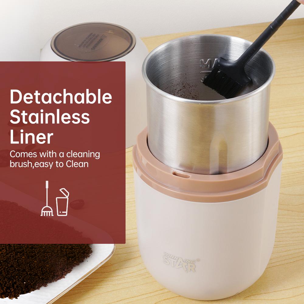 Winning Star Elektrisk kaffebønnekvern for hjemmebruk med stor kapasitet og rustfritt stålfôr