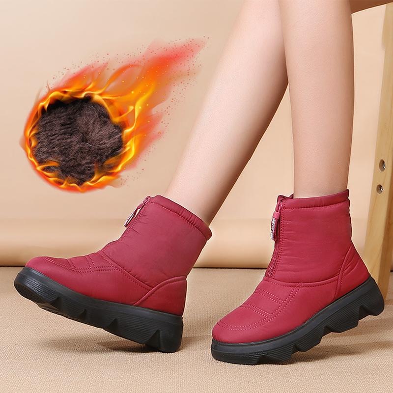 Winter Shoes Women Snow Boots Height Increasing 5cm Waterproof Cold Winter Women Ankle Boots Non-slip Ladies Cotton Shoes Black Red Plus Size 41