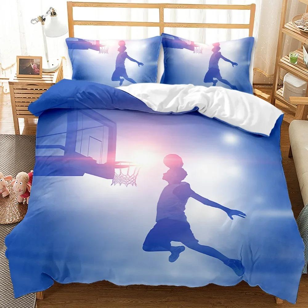 Basketbal Dekbedovertrek Set King Queen Bal Sport Thema Beddengoed Set Jongens Tieners Basketbal Fan Kamer Polyester Dekbedovertrek Gereedschap