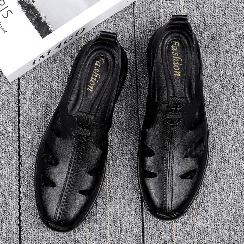Luxury Brand Genuine Leather Men Sandals Moccasins Men Business Dress Sandals Handmade Leather Shoes Men Sandalias